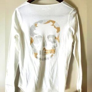 Zadig & Voltaire long sleeve white skull Tshirt